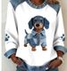 3d Print Color-Block Denim Collar Sweatshirt – Oversized Long Sleeve Pullover For Women (Y2k Streetwear & Vacation Vibes)_ecoleips.com