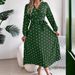 Real Shot Of 2026 Spring/Summer European And American Elegant Color-blocked Polka Dot Cross V-neck Pleated Long Dress_ecoleips.com