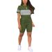 Casual Two-Piece Set For Women: Color-Block Short Sleeve T-Shirt With Matching Shorts, Comfortable Summer Outfit_ecoleips.com