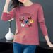 Spring And Autumn Printed Long Sleeve Top Women's T-Shirt Middle-Aged And Elderly Slight Fat Large Size Fat Mm Base Shir_ecoleips.com