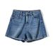 Women's Clothing Ice Skin Soft Milk Silk Fabric Four Way Stretch Fashion Slim High Waist Side Slit Denim Shorts Women_ecoleips.com