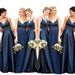 Navy Blue Satin Strapless Bridesmaid Dress Elegant A-Line Evening Gown for Weddings And Parties_ecoleips.com