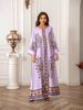 Cross-Border Export Women's Long Robe Printed Rhinestone Dress Abaya, Elegant Floral Pattern, Perfect For Special Occasions_ecoleips.com