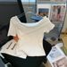 Women's Clothing Women's Short Sleeve T-Shirt Summer Style Off Shoulder Beautiful Back Pure Cotton Unique Design Trendy_ecoleips.com