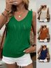 Breathable Hollow Knit Tank Top, Women's Twisted Hem Sleeveless Blouse, 4 Colors Available_ecoleips.com
