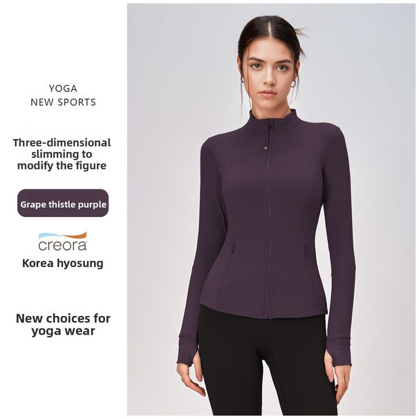 Lulu Same Style Jacket Waist Slimming Running Outdoor Cycling Pilates Wear Naked Feeling Yoga Top Women_ecoleips.com