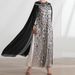 Women's Clothing Black And White Leaf Mesh Embroidery Fashion Cloak Two Piece Dress_ecoleips.com