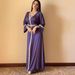 Women's Clothing Purple Long Sleeved V-Neck Rhinestone Studded Loose Fit Middle Eastern Women's Arabian Dress Modest Abaya Dress_ecoleips.com