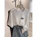 Women's Textured Cotton T-Shirt – Minimalist Snowflake Print, Relaxed Fit, Summer Essential_ecoleips.com