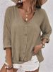 Aria Basics Aria Basics 2023 Cross-Border European And American V-Neck Pullover Short Sleeve Loose Shirt Casual Women's Top_ecoleips.com