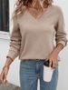 2024 European American Cross-border Foreign Trade Women's Clothing Autumn And Winter New Solid Color V-neck Loose_ecoleips.com