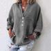 Verve 2025 Spring Summer V-neck Cotton Linen Blend Long Sleeve Pullover Women's Shirt_ecoleips.com