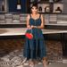 Plus Size Women's Denim Dress - Sleeveless Strappy Long Maxi Washed Denim Jumper_ecoleips.com