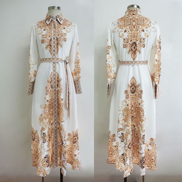 Women’s Clothing Muslim Arabic Women's Print Large Swing Dress_ecoleips.com