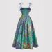 2026 European American French Retro Floral Print Elegant And Sophisticated Waist-Cinching Strap Dress For Women_ecoleips.com