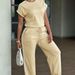 Women's Clothing Striped Patchwork Waist Drawstring Casual Suit_ecoleips.com