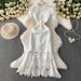 Women's Clothing Celebrity High End Heavy Hollow Water Soluble Lace Stand Up Collar Dress Female Summer Temperament Elegant Fishtail Dress Long Skirt_ecoleips.com