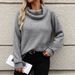 "Women's Off-Shoulder Knit Sweater - Soft Turtleneck Pullover, Loose Fit Long Sleeve, Autumn Winter Fashion, Solid Color Casual Chic"_ecoleips.com