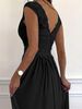 Elegant Black V-Neck Long Dress For Women - Lace Sleeveless Evening Gown For Wedding, Party & Formal Occasions_ecoleips.com