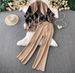 Elegant Three Piece Set With Turtleneck Sweater Printed Knitted Shawl Cardigan And High Waisted Slimming Trousers For Women_ecoleips.com