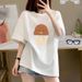 Unisex Pure Cotton Short Sleeve T-Shirt Korean Style Straight Shoulder Fashion Top For Students And Couples Versatile 200g_ecoleips.com