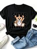 Women Hip Hop Chain Sunglasses Bear Super Kids Letter Graphic T Shirt Round Neck Short Sleeve Loose Streetwear Summer Tops_ecoleips.com