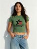Women BRITEMAX Star Letter Graphic Crop Top Slim Crew Neck Short Sleeve Grunge Punk Casual Streetwear Summer T-Shirt_ecoleips.com