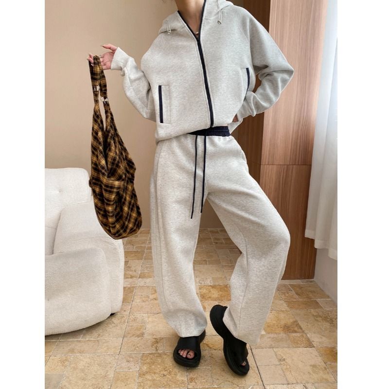 Unisex Hooded Zip-Up Tracksuit Set – Casual Pullover Hoodie & Jogger Pants (S/M/L, Fall Essentials)_ecoleips.com
