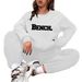 Women's Printed Two Piece Tracksuit, Long Sleeve Pullover Top And Drawstring Waist Pants, Casual Sportswear For Spring And Fall_ecoleips.com