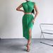 Women's Style Two Piece Skirt Set Sleeveless Fitted Top Sexy Summer Outfit With Side Slit_ecoleips.com