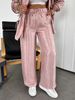 Women's Clothing Loose Straight Leg Pants With Drawstring Elastic Waist Solid Color Casual Trousers – Black, Pink, Light Green, Navy, Sky Blue, Silver_ecoleips.com