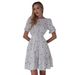 In Stock European And American Cross-Border Autumn New Women's Floral Round Neck Belt French Romantic Sexy Slim Dress_ecoleips.com