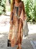 Women's Sleeveless Cross-Border Printed V-Neck Casual Bohemian Long Dress_ecoleips.com