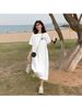 Summer Large-size Short-sleeved T-shirt Skirt For Women New Fashionable Loose Casual Midi Skirt Letter Printed Over-knee Dress_ecoleips.com