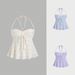 Women's Clothing Three Dimensional Lace Short Tube Top Fashion Halter Neck Suspender Top_ecoleips.com