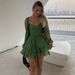 Elegant V-Neck Off-Shoulder Ruffle Dress With Tie Sleeves - Flowy Summer Midi Dress For Women Flattering V-Neck Off-Shoulder Design_ecoleips.com