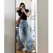 American Wide Jeans Women's Autumn And Winter New Item Plus Size Fat MM Loose Slimming Straight Leg Long Pants_ecoleips.com