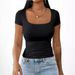 Women's Clothing U Neck T Shirt Women's New Simple Casual Versatile Fashion Pullover Slim Women's Short Sleeve_ecoleips.com