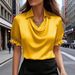 Women's Clothing Elegant Simple Duffle Collar Shirt Top For Women Short Sleeves Wish New 2026_ecoleips.com