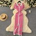 YuooMuoo Chic Fashion Sexy Wrap Hips Knitted Maxi Dress 2026 Summer Women Single-breasted Stripes Sweater Dress Streetwear Robes_ecoleips.com