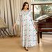 Luxury Dubai-Style Jalabiya – Embellished Rhinestone Robe With Floral Print (Light Pink, S-XXL) – Premium Polyester Modest Evening Dress_ecoleips.com