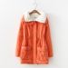 girl 2023 Autumn Winter New Women's Turn-down Collar Coat European American Style Lamb Wool Drawstring Slimming Large Pocket_ecoleips.com