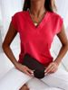 Women's Clothing Wish Summer Solid Color Short Sleeved V Neck Ladies Shirt Shirt Women's Clothing_ecoleips.com