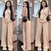 Women's Fashion Summer Set Loose Color Blocked Short Sleeve Letter Print Wide Leg Pants Casual Two-Piece Outfit_ecoleips.com