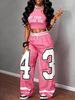 Women's Stylish Wide Leg Trousers Lightweight Breathable All Over Letter Print Casual Pants Trendy All Seasons_ecoleips.com