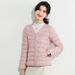 K Women's New Style Round Neck Cotton Padded Jacket, Slim Fit Base Layer, Solid Color Slimming Warm Short Lightweight Cotton Coat._ecoleips.com