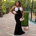 "Haute Couture Floral Beaded Strapless Gown – Elegant Black Evening Dress With Detachable Train_ecoleips.com