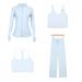Women's Clothing Women's Slim Fit Stand Collar Jacket Y Shaped Vest U Shaped Vest Straight Leg Pants Four Piece Set Elastic Sportswear_ecoleips.com