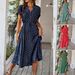 Diyun 2025 Spring/Summer European And American Style Casual Vacation Polka Dot Print High-Waisted Tie-Waist_ecoleips.com
