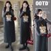 Autumn Winter New Korean Fashion Embroidered Cartoon Bear Sweater 2-Piece Set Maternity Dress_ecoleips.com